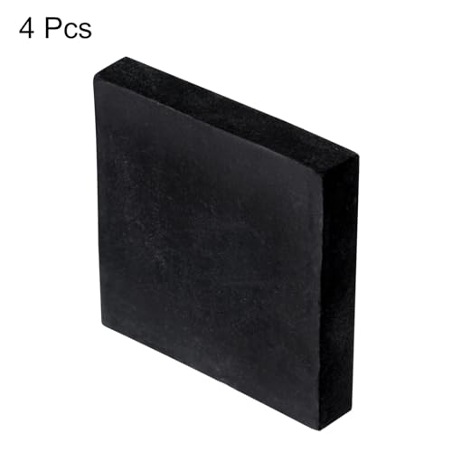uxcell 4pcs Rubber Anti-Vibration Pads Hard Pad, 50mm Square Vibration Isolation Mats, 10mm Thickness Non-Slip Rubber Blocks, Anti-Skid Anti Noise for HVAC, Compressor, Air Conditioner