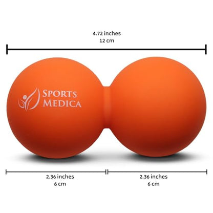 Peanut Massage Ball - Double Lacrosse and Peanut Ball Therapy | Trigger Point Deep Tissue Exercise | Back Muscle Foam Roller for Myofascial Release | Suboccipital Spine Device - Pressure Point - color: Orange Peanut Ball