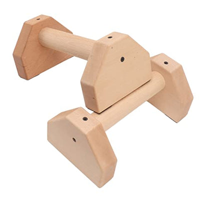 2pcs Wooden Push Up Handles, Anti Slip Pushup Bar for Floor, Beech Wood Parallettes with Silicone Pads for Calisthenics Handstand and Joint Friendly Workouts