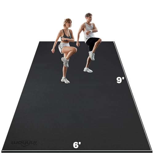 innhom Large Exercise Mat 7'x5'/8'x6'/9'x6'/10'x6' Workout Mat Gym Flooring for Home Gym Mats Exercise Mats for Home Workout Thick Floor Mat for Fitness - color: 9'x6'BLACK