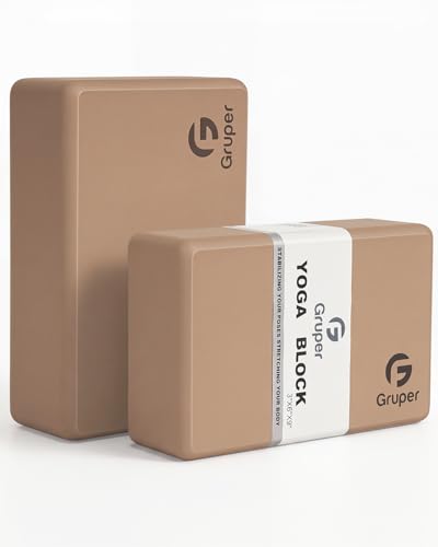 Gruper Yoga Blocks 2 Pack, 9"x6"x3" Exercise Blocks High-Density EVA Foam Blocks with Soft Non-Slip Surface, Lightweight Yoga Props for Yoga Pilates Meditation & Stretching