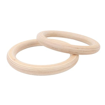 Wooden Gymnastics Rings, Birch Pull Up Rings Set, Strength Training Rings for Bodyweight Fitness, Adjustable Gym Rings with Secure Straps for Outdoor Workout