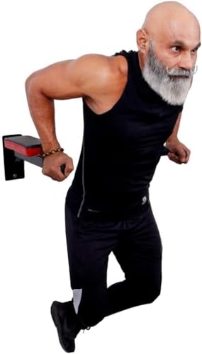 Wall-Mounted Dip Station, Heavy Duty Exercise Bar with 4 Padded Handles