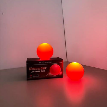 Glow in the Dark Lacrosse Ball | Official Size & Weight | 2 Pack | Night Practice & Training - color: Red