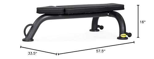 ZIVA Performance Flat Weight Utility Bench for Strength Training, Abdominal Workout – 600 lbs Capacity, 89mm Steel Tubing, High Density PU Foam Padding, Compact Design (Dim. 41x85x146 cm., 19kg)