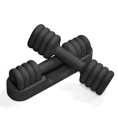 YOTTOY Adjustable Dumbbell Set of 2, 4-in-1 Hand Weights for Women at Home, Compact Free Weights Dumbbells Set with Soft Grip and Base, 2-5 lbs Each for Home Gym - color: Black