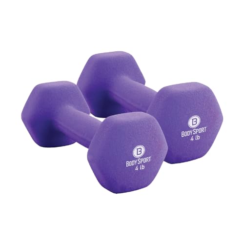 Body Sport Neoprene Dumbbell Weight - Latex-Free, Strength Training Equipment for Home Fitness & Gym Workouts - color: 4 Pound