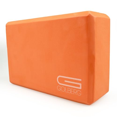 Golberg Foam Yoga Block – For Fitness, High Intensity Support and Improving Strength or Flexibility Pink/Green/Dark Green/Purple/Blue – 1/2/4 Pack - color: 4 Pack - Orange