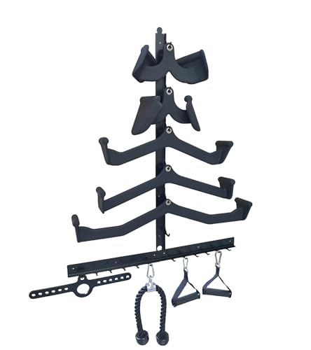 LAT Pull Down Bar Organizer Gym Storage Wall Organizer for Lat Pulldown Attachments, LAT Pull Down Bar Storage Rack for Different Cable Handles, Cable Attachments Rack for Gym Accessories