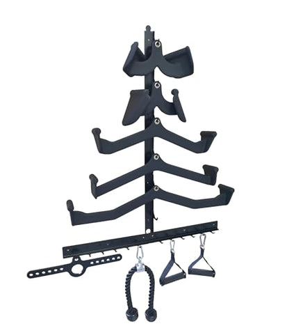 LAT Pull Down Bar Organizer Gym Storage Wall Organizer for Lat Pulldown Attachments, LAT Pull Down Bar Storage Rack for Different Cable Handles, Cable Attachments Rack for Gym Accessories