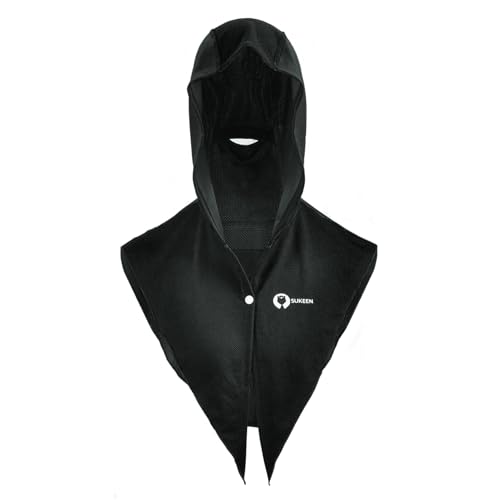 Sukeen Cooling Hoodie Towel, Instant Cooling Towels for Neck and Face, UPF 50 Sun Protection Ponytail Cooling Neck Wraps, Quick Drying Cool Towels for Sports, Gym, Hiking, Camping, Workout, Black - color: Black