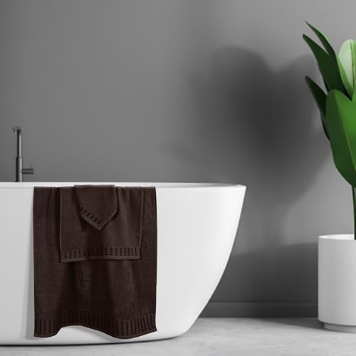 MALLONI HOME Ultra Soft 3 Pack Cotton Towel Set, Contains a Bath Towels 28x55 inch, a Hand Towels 16x24 inch & a Wash Coths 12x12 inch, Ideal Everyday use, Compact & Lightweight - Chocolate Brown - color: Chocolate Brown, size: 3 Pack Set