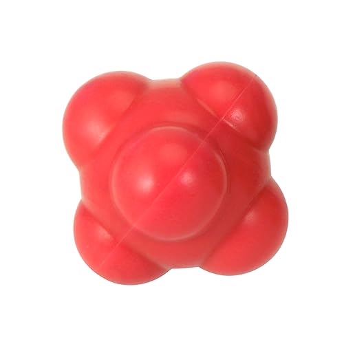 POPETPOP Red Agility Training Ball for Baseball Reaction Speed Development Medium Difficulty Six Sided Silicone Ball for Hand Eye Coordination and Reflex Improvement