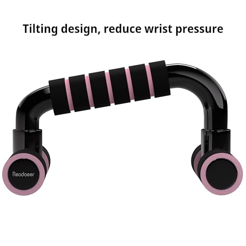 READAEER Push Up Bars Gym Exercise Equipment Fitness 1 Pair Pushup Handles with Cushioned Foam Grip and Non-Slip Sturdy Structure Push Up Bars for Men & Women - color: Pink