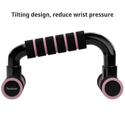 READAEER Push Up Bars Gym Exercise Equipment Fitness 1 Pair Pushup Handles with Cushioned Foam Grip and Non-Slip Sturdy Structure Push Up Bars for Men & Women - color: Pink