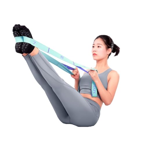 2-Pack Yoga Straps with 11 Loops - Adjustable Elastic Stretching Bands for Pilates, Dance, Ballet Gymnastics & Physical Therapy, Multifunctional Flexibility Exercise Equipment