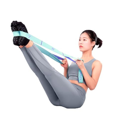 2-Pack Yoga Straps with 11 Loops - Adjustable Elastic Stretching Bands for Pilates, Dance, Ballet Gymnastics & Physical Therapy, Multifunctional Flexibility Exercise Equipment
