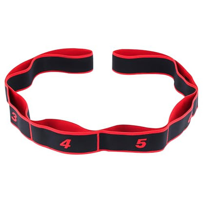 Headry Elastic Stretching Band, 8-Section Numbered Yoga Strap for Pilates, Leg Stretching, Back Toning, Lightweight Resistance Band for Home Gym Travel - color: Red