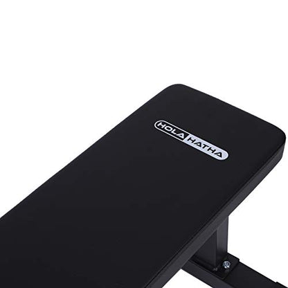 Steel Frame 600 Lbs Capacity Foam Padded Flat Weight Fitness Equipment Home Gym Freeweight Barbell Bench for Strength Full Body Exercise