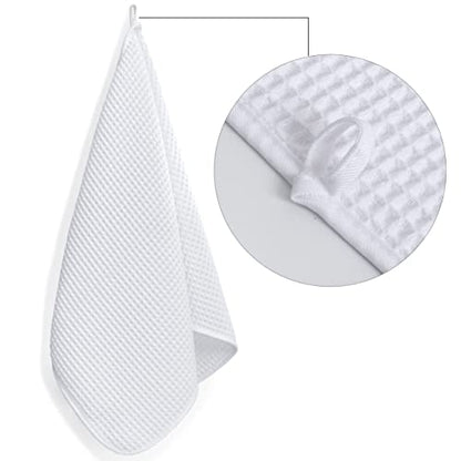 POLYTE 430 GSM Poly Blend Microfiber Quick Dry Waffle Hand Towel, 16x30 in - color: White