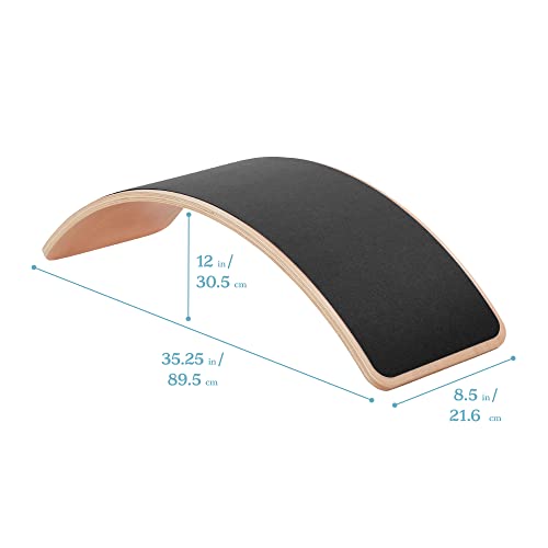 ECR4Kids Wooden Rocking Balance Board with Non-Slip Felt Base, Montessori Toy, Black - color: Black