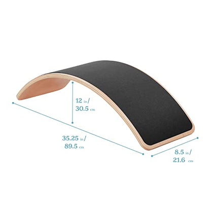 ECR4Kids Wooden Rocking Balance Board with Non-Slip Felt Base, Montessori Toy, Black - color: Black