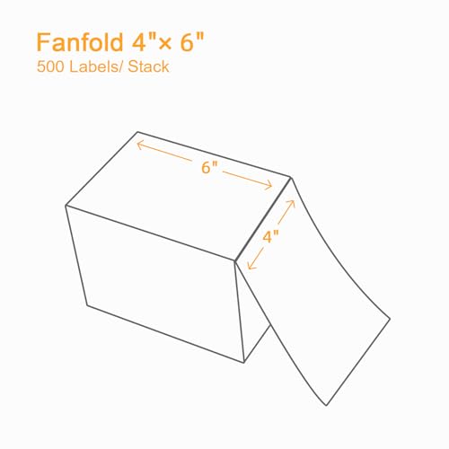4000 Labels/8 Stacks 4" x 6" Fanfold Direct Thermal Shipping Address Labels Compatible with Zebra 2844 & Rollo Printer - color: Zb-4"x6"-8stacks(4000 Labels)