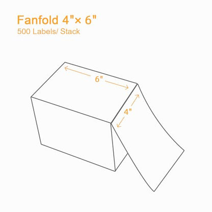 4000 Labels/8 Stacks 4" x 6" Fanfold Direct Thermal Shipping Address Labels Compatible with Zebra 2844 & Rollo Printer - color: Zb-4"x6"-8stacks(4000 Labels)