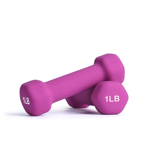 Portzon Dumbbells Neoprene with Non Slip Grip weight for Total Body Workout Exercise and Muscle Toning Compatible with of 2 Set,1-15 LB, Anti-Slip, Anti-roll, Hex Shape - color: burgundy, size: 01-Pound,Pair