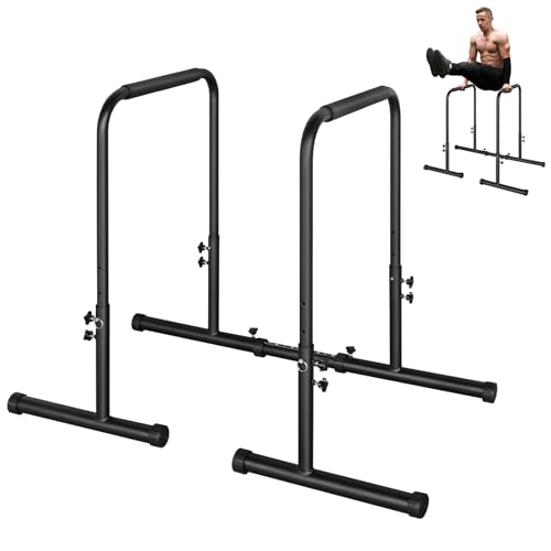 Adjustable Dip Bar Portable Functional Dip Stand Station Exercise Heavy Duty Parallel Bars Workout Equipment for Strength Training