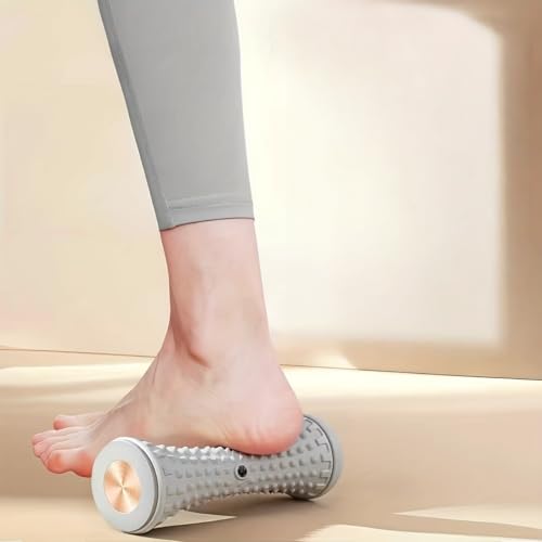 Foot Massage Roller with Speed Control, Deep Tissue Rough Surface, Medium Stiffness, Manual Operation for Yoga and Home Fitness, Gray - color: Gray