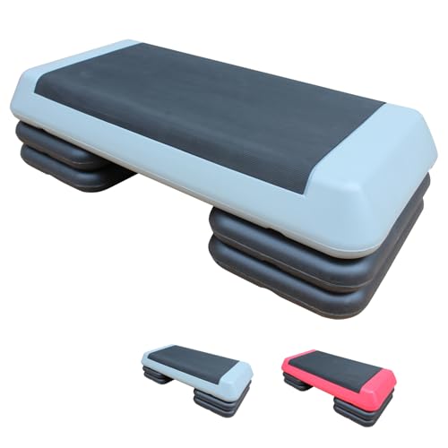 Exercise Aerobic Step Platform,Adjustable Height Fitness Stepper Stackable Risers, Aerobics Stepper Workout Stepper for Gym Home Cardio Strength & Training - color: Gray-4 Risers