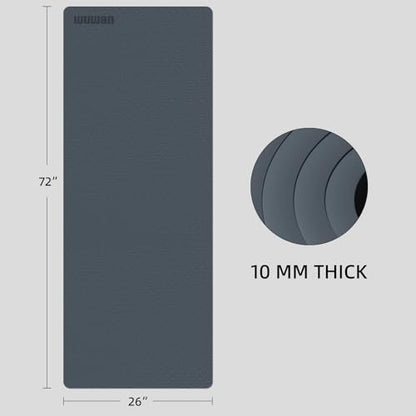 10 mm Yoga Mat 72"x26" TPE Non-Slip Exercise Mat 0.4" Thick, Easy-to-Carry Fitness Mat for Yoga, Pilates & Workout, Professional Mat, Made with Recyclable Material, Durable, Easy to Clean - color: Blue