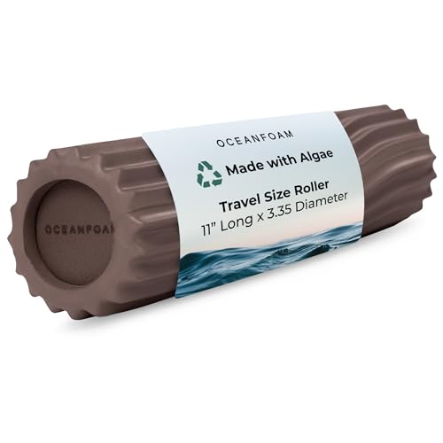 Ripple Travel Foam Roller (11" x 3.35") Firm Mini Foam Roller for Physical Therapy, Deep Tissue Massage, Back Pain - High Density, Ergonomic Wave Textured - Yoga, Exercise (Espresso) - color: Espresso