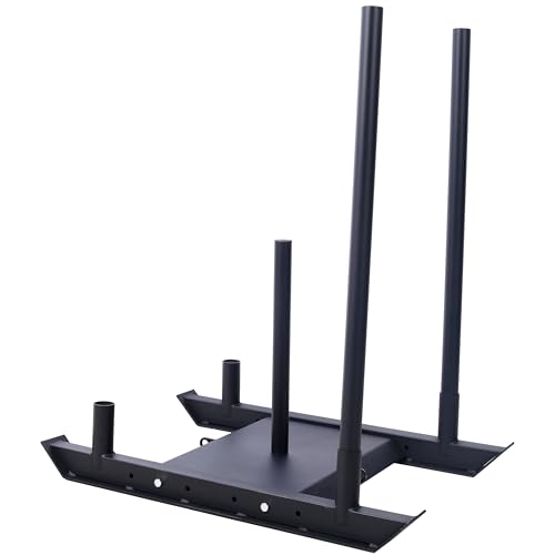 Tidyard Weight Training Pull Sled, Fitness Strength Speed Training Sled with 2-Inch Weight Plate Holder Heavy-Duty Steel Construction for Athletic Conditioning Acceleration and Core Workout