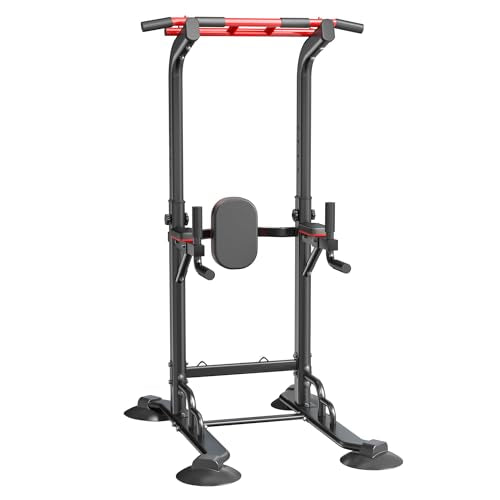 soges Power Tower Pull Up Bar Station, Dip Station for Home Gym, Height Adjustable Heavy Duty Strength Home Training Fitness Workout Equipment