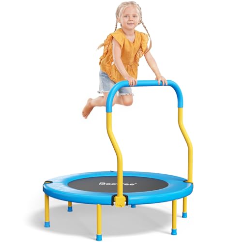 36 Inch Mini Trampoline for Kids, Indoor Outdoor Trampoline with Foam Handle, Max. Load 220 lb, Rebounder Trampoline for Toddlers, Birthday Gift for 1-6 Years Children, Boys Girls for Fun - color: Blue