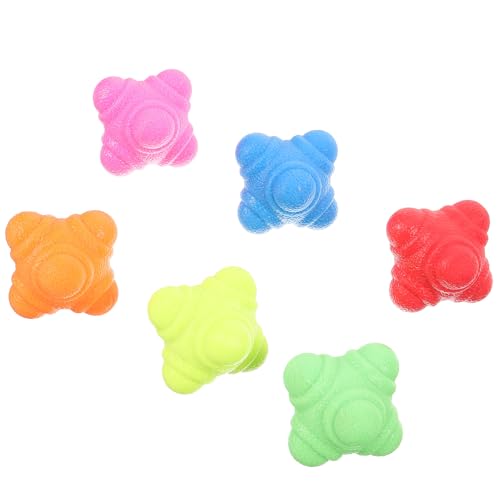 Luxshiny 6pcs Hexagonal Agility Reaction Balls for Hand Eye Coordination Training TPR Material Fitness Balls for Speed Reflex Exercise in Multiple Bright Colors for Women and Athletes