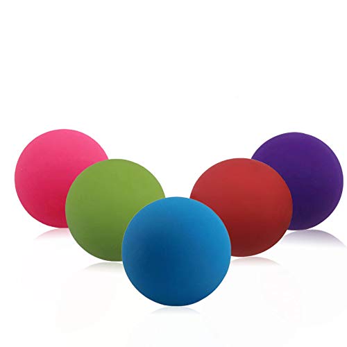 Premium Lacrosse Trigger Point Massage Balls for Myofascial Release, Plantar Fasciitis Foot Roller Therapy, Muscle Knots, Yoga Therapy, Exercise & Recovery (Strawberry) - color: Strawberry