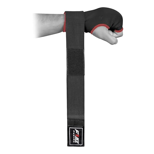Boxing Inner Gloves Cotton Cloth Stretchable Gel Padded Kickboxing MMA Training Gloves Long Wrist Support Gloves - color: Black, size: Small-Medium