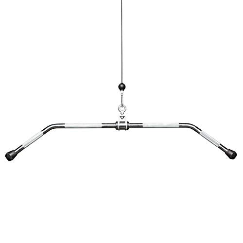 REP Fitness LAT Pulldown and Low Row Cable Machine Attachments and Functional Trainer Attachments – Curl Bar, D-Handle, Ankle Cuff, Tricep Rope, Sports Handle, Straight Bar, Row, Chinning Triangle - style: 48 Solid Lat Bar Pro Style