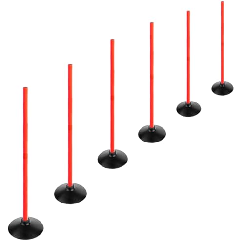 TNZMART 3.3FT Training Agility Poles Detachable Soccer Training Sticks Multi-Purpose Slalom Boundary Poles with Rubber Bases - color: Orange