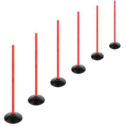 TNZMART 3.3FT Training Agility Poles Detachable Soccer Training Sticks Multi-Purpose Slalom Boundary Poles with Rubber Bases - color: Orange
