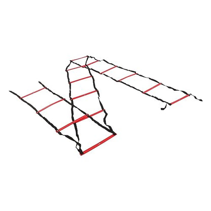 7M 14 Rung Fixed Agility Speed Ladder, Training Ladder for Soccer Football Fitness, Adjustable Length PP Agility Ladder with Angle Marks for Athletes and Coaches - color: Red
