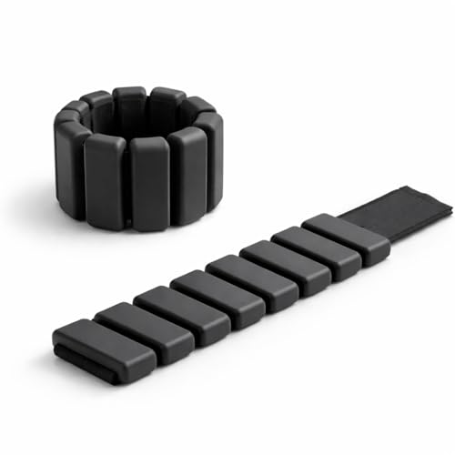 Elegance Adjustable Wrist & Ankle Weights for Women – Wearable Fitness Bracelets for Pilates, Yoga, Walking & Home Workout – Soft Silicone Weighted Bangles (Black)