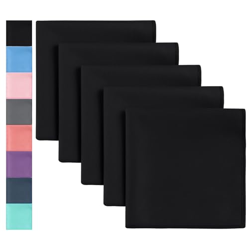 GREATEE Sweat Absorbing Handkerchiefs for Men & Women Microfiber Handkerchiefs Quick-Dry Small Sweat Rags for Sports Work - color: Black-5pcs
