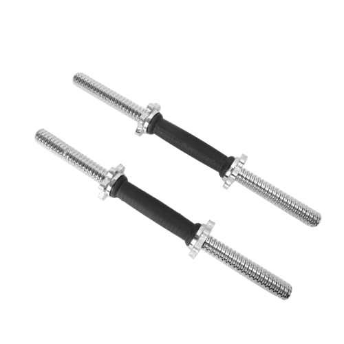 Threaded Dumbbell Rubber/Chrome Handles 1 Inch Pair, Adjustable Dumbbell Bar Handles, Fits Standard Weight Plates with 1” Diameter, for Gym Workouts, Exercise, Weightlifting, Sold in Pair - color: Rubber Handgrips, size: 18 Inch