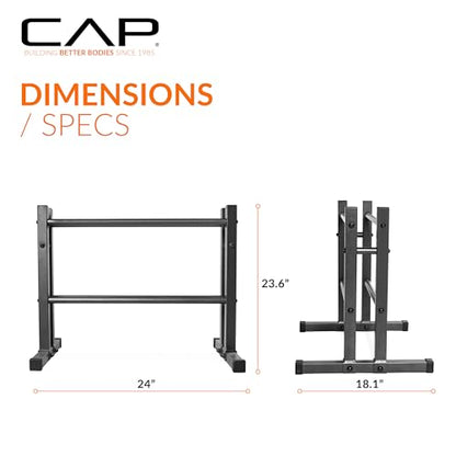 CAP Barbell 24" Dumbbell and Kettlebell Rack – Compact Weight Storage for Home Gym, Holds Dumbbells, Kettlebells & Medicine Balls