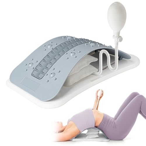 Back Stretcher for Lower Back Pain Relief - Adjustable Lumbar Back Board - Back Cracking Device for Scoliosis, Spinal Decompression - Multi Level Back Massager for Posture Improve