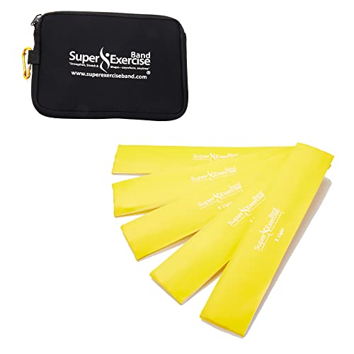 USA 14" x 3" Extra Long Latex Free Mini Loop Bands in 3, 5, 10 Pack Sets. 10 Strengths for Resistance Training, Stretching, Yoga, Toning. Plus an Exclusive iPhone App and E-Book. - color: f. Yellow X LIGHT Loop Band 5 Pack